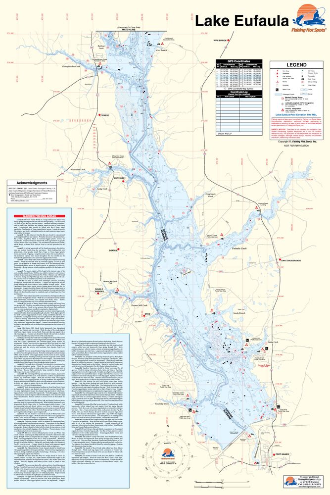 Lake Eufaula Map Alabama Georgia Waterproof Map Fishing 