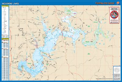 Monroe Lake, Indiana Waterproof Map (Fishing Hot Spots) | Lakes Online ...