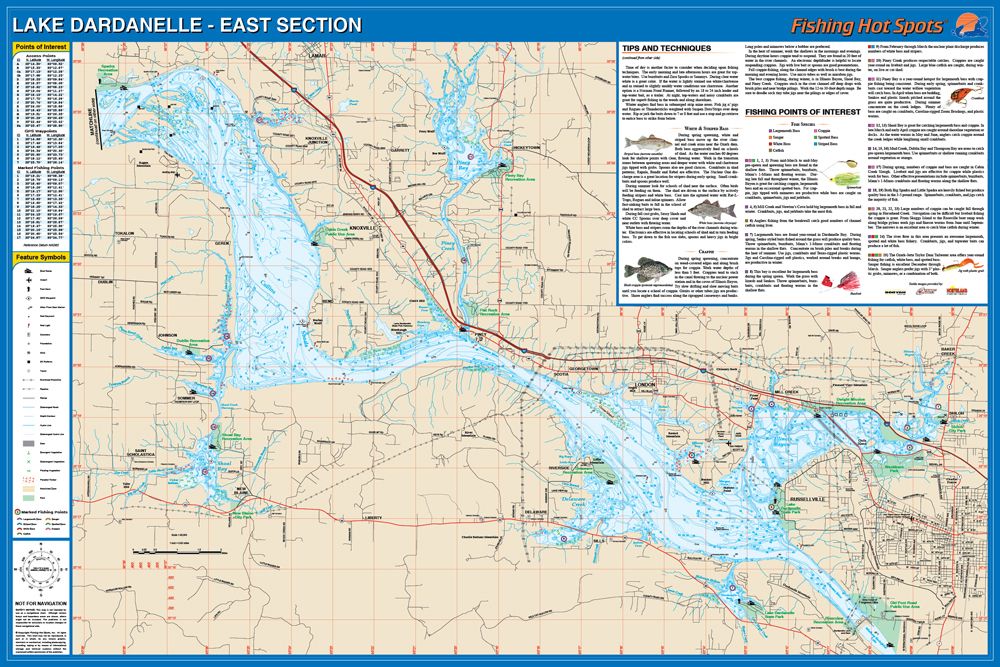 Lake Dardanelle, Arkansas Waterproof Map (Fishing Hot Spots) | Lakes ...