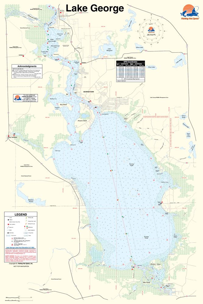 Lake George Florida Map Lake George, Florida Waterproof Map (Fishing Hot Spots) | Seaplane 