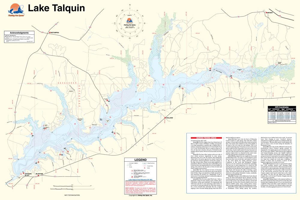 Lake Talquin, Florida Waterproof Map (Fishing Hot Spots) | Lakes Online ...