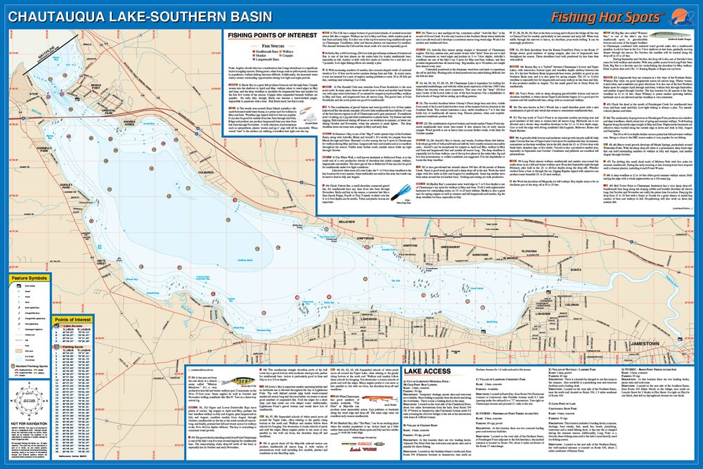 Chautauqua Lake, New York Waterproof Map (Fishing Hot Spots) Lakes