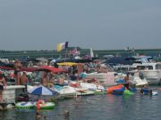 Lake Martin crowd with flags